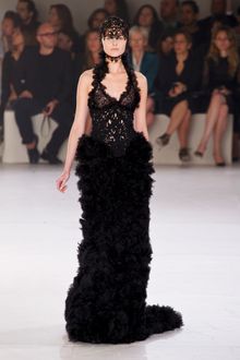 Alexander McQueen Spring 2012 Black Cut Out Embellished Gown With Mille-Feuille Skirt  - Lyst