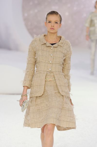 Chanel Spring 2012 Tweed Skirt With Ruffles in Beige (natural) - Lyst