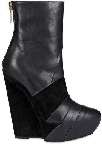 Gareth Pugh 140mm Suede & Calfskin Low Boot Wedges - Lyst