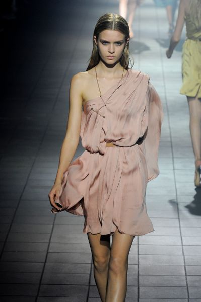 Lanvin Spring 2012 Pink Asymmetric One Shoulder Mini Dress  in Pink - Lyst