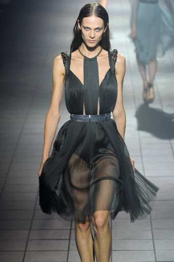 Lanvin Spring 2012 Black Sheer Cut Out Sleeveless Dress With Embellished Details - Lyst