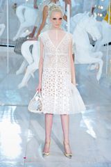Louis Vuitton Spring 2012 Laser Cut Out Broderie Anglaise Knee Lenght Dress with Silk Sheer Layer