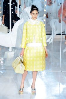 Louis Vuitton Spring 2012 Yellow Cropped Checked Lapel-less Jacket - Lyst