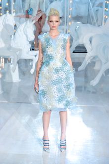 Louis Vuitton Spring 2012 Sheer Blue V-Neck Floral Embellished Tea Dress  - Lyst