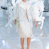 Louis Vuitton Spring 2012 Icy Ombré Feather Trimmed Pencil Skirt  in White - Lyst