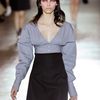 Miu Miu Spring 2012 Cropped VNeck Top with Exaggerated Sleeves in Gray - Lyst