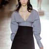 Miu Miu Spring 2012 Cropped VNeck Top with Exaggerated Sleeves in Gray - Lyst