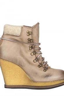Strategia 100mm Calfskin Wool Cuff Laced Wedges - Lyst