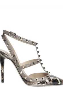 Valentino 100mm Rock Stud Python Sandals - Lyst