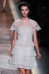 Valentino Spring 2012 White Lace Tiered Mini Dress
