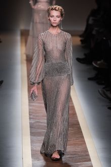 Valentino Spring 2012 Sheer Metallic Embroidered Maxi Dress  - Lyst
