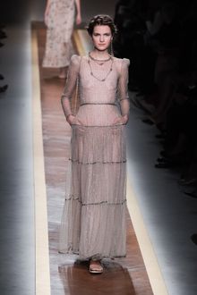 Valentino Spring 2012 Sheer Lace Tiered Maxi Dress  - Lyst
