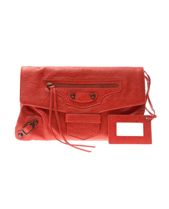 red balenciaga clutch