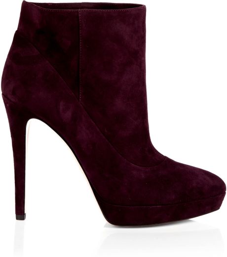 D&g Dita Suede High Heeled Platform Ankle Boot in Purple (burgundy) - Lyst
