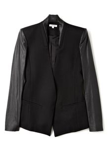 Helmut Lang Crux Wool Leather Sleeve Jacket - Lyst