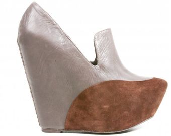 Jeffrey Campbell Zinger Grey/brown Loafer Platform Wedge - Lyst