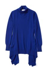 Madeleine Thompson Electric Blue Asymmetric Cashmere Roll Neck Jumper