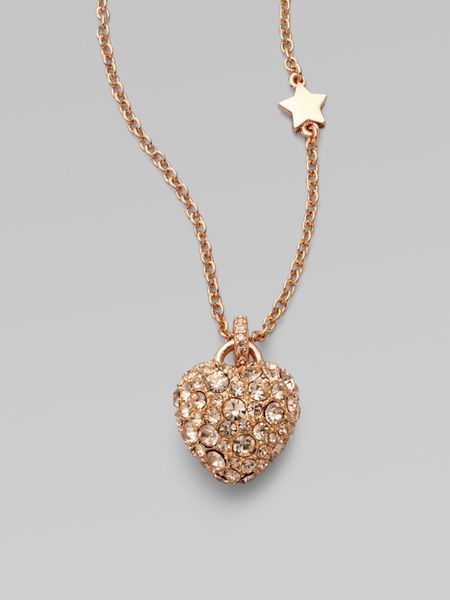Marc By Marc Jacobs Pavé Heart Pendant Necklace in Gold - Lyst