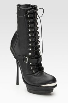 Alexander McQueen Leather Lace-up Platform Ankle Boots - Lyst