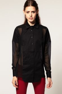ASOS Collection Asos Shirt with Sheer and Solid Panelling - Lyst