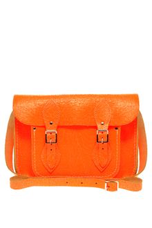 Cambridge Satchel Company Exclusive To Asos 11 Orange Fluorescent Cracked Leather Satchel - Lyst