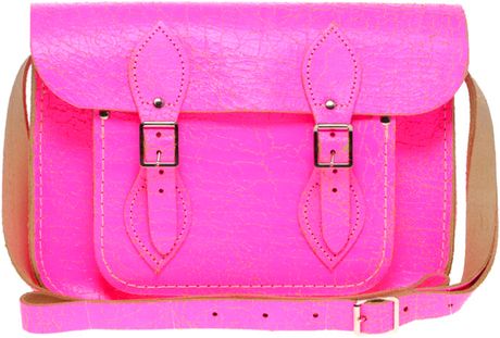 Cambridge Satchel Company Exclusive To Asos 11 Pink Fluro Cracked Leather Satchel in Pink - Lyst