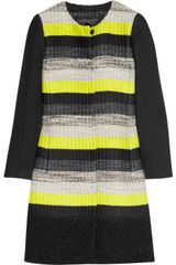 Giambattista Valli Striped Wool-blend Bouclé and Crepe Coat