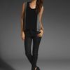 Mason By Michelle Mason Silk Inset Tank in Med Grey/black in Gray (med grey & black) - Lyst