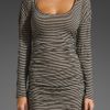 Plenty By Tracy Reese Ruched Striped T Dress in Black/rye in Black (black & rye) - Lyst