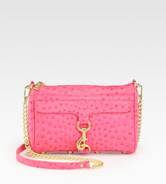 Rebecca Minkoff Mac Mini Ostrich-stamped Leather Clutch - Lyst