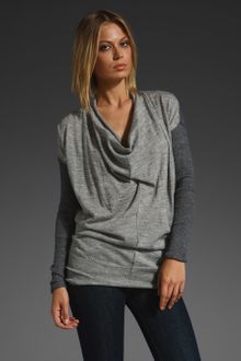 Rebecca Taylor Colorblock Cowl Neck in Feather Grey/graphite - Lyst