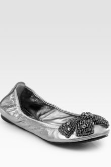 tory burch eddie ballet flat with crystal bow