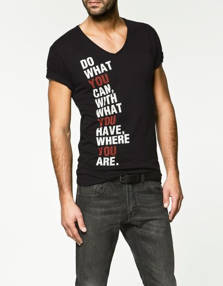 Zara Flammable Print T-shirt in Black for Men | Lyst