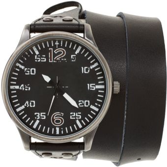 ASOS Collection Asos Black Wrap Around Leather Watch - Lyst
