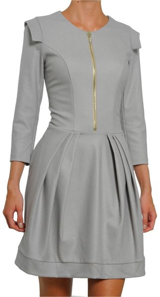 Amen Stretch Felted Wool 3/4 Sleeved Dress with Zip and Pockets - Lyst