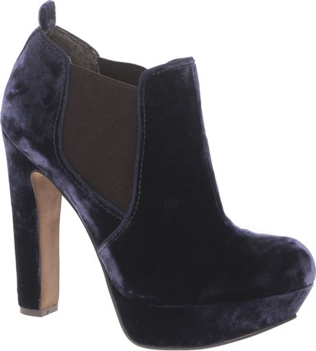 purple velvet ankle boots