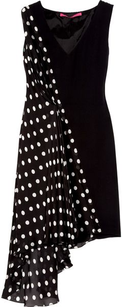  Polka Dot-panelled Silk-crepe Dress 