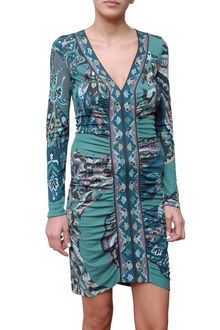 Emilio Pucci V-Neckline Printed Long Sleeved Jersey Dress - Lyst