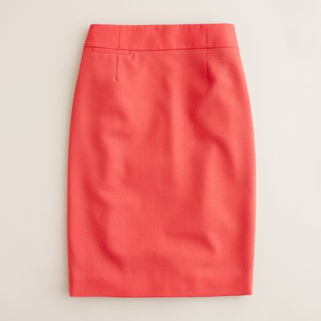J.crew Pencil Skirt in Wool Crepe in Red (decadent red) - Lyst