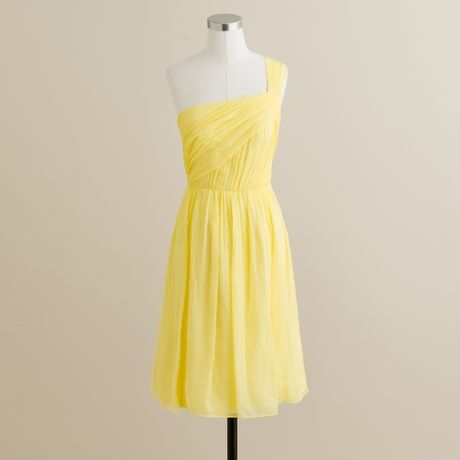 crew Lucienne One-shoulder Dress in Silk Chiffon in Yellow (frosted ...