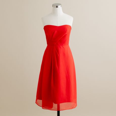 J.crew Leona Dress in Silk Chiffon in Red (vivid poppy) - Lyst