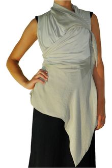 Rick Owens Draped Jersey and Leather Top - Lyst