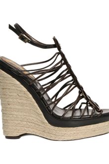 Roberto Cavalli Crocodile Leather Wedge Sandals - Lyst