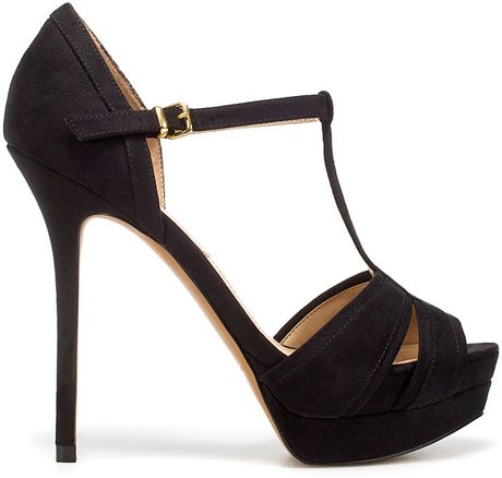 Zara Platform Heel Sandal in Black | Lyst