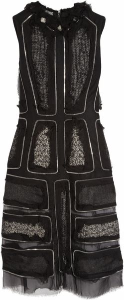  Zip-trimmed Tweed and Wool-felt Dress 