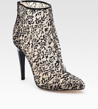 Bottega Veneta Lace and Patent Leather Ankle Boots - Lyst