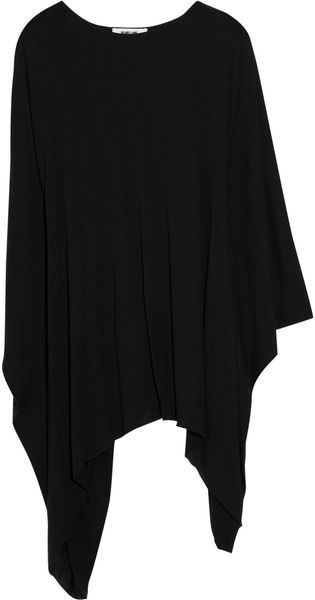 Helmut Lang Oversized Jersey Asymmetric Top in Black - Lyst