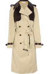 Chloé Leather-trimmed Cotton-gabardine Trench Coat