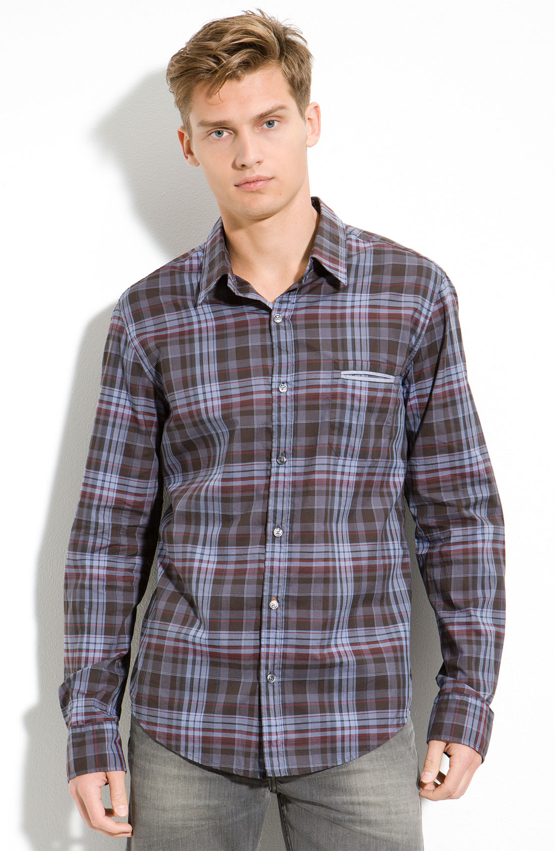 Hugo Boss Boss Orange Cielonuovotwoe Trim Fit Plaid Shirt In Red For Men Red Blue Plaid Lyst