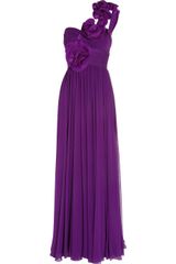 Notte By Marchesa One-shoulder Silk-chiffon Gown